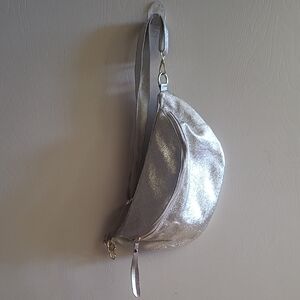Italian Leather Sling Bag / Chest Bag Metallic Gold